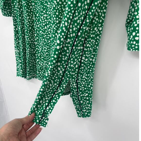 J Jill Wearever Polka Dot Womens Top Sz XLT Preppy Piping Boho Lagom Artsy Green - Picture 5 of 10